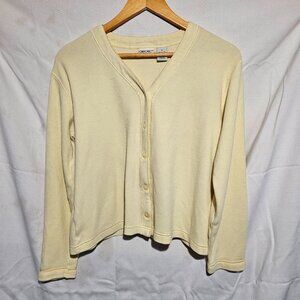 Cherokee waffle knit yellow cardigan sweater size medium vintage